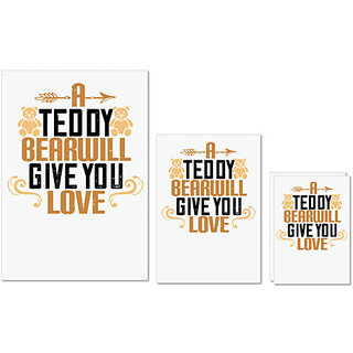                       UDNAG Untearable Waterproof Stickers 155GSM 'Teddy Bear | A teddy bear will give you love' A4 x 1pc, A5 x 1pc & A6 x 2pc                                              