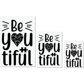                       UDNAG Untearable Waterproof Stickers 155GSM 'Beautiful | Be you' A4 x 1pc, A5 x 1pc & A6 x 2pc                                              