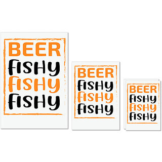                       UDNAG Untearable Waterproof Stickers 155GSM 'Beer | Beer Fishy Fishy Fishy' A4 x 1pc, A5 x 1pc & A6 x 2pc                                              