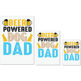                       UDNAG Untearable Waterproof Stickers 155GSM 'Beer Dog Father | BEER Power Dog DAD' A4 x 1pc, A5 x 1pc & A6 x 2pc                                              