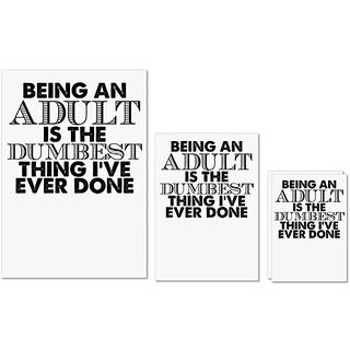                       UDNAG Untearable Waterproof Stickers 155GSM 'Adult | being an adult is the' A4 x 1pc, A5 x 1pc & A6 x 2pc                                              