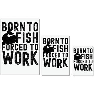                       UDNAG Untearable Waterproof Stickers 155GSM 'Fish Work | Born to Fish' A4 x 1pc, A5 x 1pc & A6 x 2pc                                              