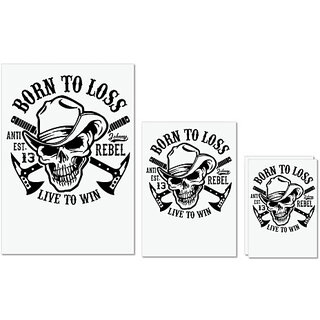                       UDNAG Untearable Waterproof Stickers 155GSM 'Death | Born to loss' A4 x 1pc, A5 x 1pc & A6 x 2pc                                              