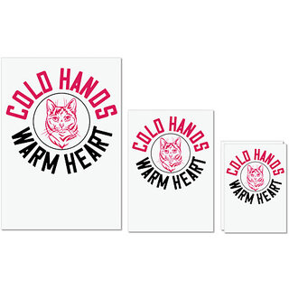                      UDNAG Untearable Waterproof Stickers 155GSM 'Cat | cold hands warm heart' A4 x 1pc, A5 x 1pc & A6 x 2pc                                              