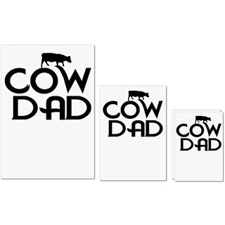                       UDNAG Untearable Waterproof Stickers 155GSM 'Father | cow dad' A4 x 1pc, A5 x 1pc & A6 x 2pc                                              