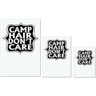                       UDNAG Untearable Waterproof Stickers 155GSM 'Camping | amp hair don't care' A4 x 1pc, A5 x 1pc & A6 x 2pc                                              