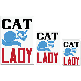                       UDNAG Untearable Waterproof Stickers 155GSM 'Lady | cat lady' A4 x 1pc, A5 x 1pc & A6 x 2pc                                              