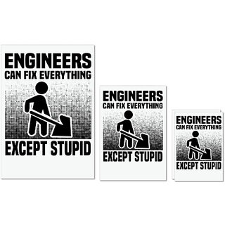                       UDNAG Untearable Waterproof Stickers 155GSM 'Engineer | Engineers can fix' A4 x 1pc, A5 x 1pc & A6 x 2pc                                              