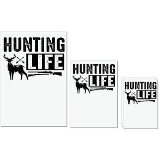                       UDNAG Untearable Waterproof Stickers 155GSM 'Hunter | hunting life' A4 x 1pc, A5 x 1pc & A6 x 2pc                                              