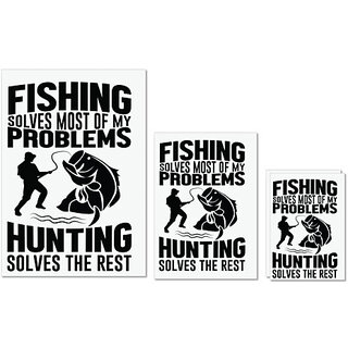 UDNAG Untearable Waterproof Stickers 155GSM 'Fishing Hunting | Fishing solves' A4 x 1pc, A5 x 1pc & A6 x 2pc UDNAG Untearable Waterproof Stickers 155GSM 'Fishing Hunting | Fishing solves' A4 x 1pc, A5 x 1pc & A6 x 2pc