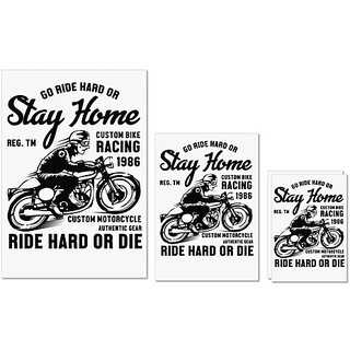                       UDNAG Untearable Waterproof Stickers 155GSM 'Rider | Go ride hard' A4 x 1pc, A5 x 1pc & A6 x 2pc                                              