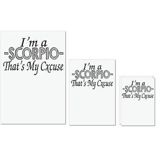                       UDNAG Untearable Waterproof Stickers 155GSM 'Zodiac Sign | i'm a scorpio that's my excuse' A4 x 1pc, A5 x 1pc & A6 x 2pc                                              