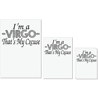                       UDNAG Untearable Waterproof Stickers 155GSM 'Zodiac Sign | i'm a virgo that's my excuse' A4 x 1pc, A5 x 1pc & A6 x 2pc                                              
