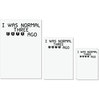                       UDNAG Untearable Waterproof Stickers 155GSM 'Cat | i was normal three' A4 x 1pc, A5 x 1pc & A6 x 2pc                                              