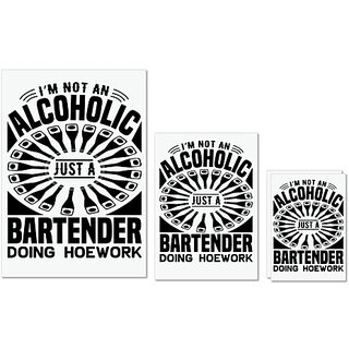                       UDNAG Untearable Waterproof Stickers 155GSM 'Bartender | I'm not an' A4 x 1pc, A5 x 1pc & A6 x 2pc                                              