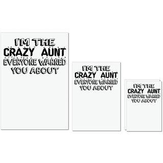                       UDNAG Untearable Waterproof Stickers 155GSM 'Aunt | i'm the crazy aunt' A4 x 1pc, A5 x 1pc & A6 x 2pc                                              