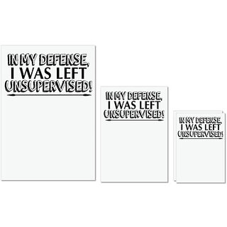                       UDNAG Untearable Waterproof Stickers 155GSM '| in my defense i was left' A4 x 1pc, A5 x 1pc & A6 x 2pc                                              