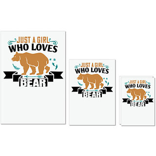                       UDNAG Untearable Waterproof Stickers 155GSM 'Bear | just a girl who loves bear' A4 x 1pc, A5 x 1pc & A6 x 2pc                                              