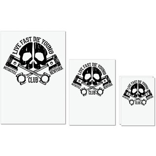 UDNAG Untearable Waterproof Stickers 155GSM 'Death | Live fast' A4 x 1pc, A5 x 1pc & A6 x 2pc UDNAG Untearable Waterproof Stickers 155GSM 'Death | Live fast' A4 x 1pc, A5 x 1pc & A6 x 2pc