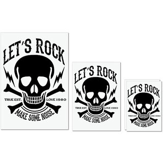                       UDNAG Untearable Waterproof Stickers 155GSM 'Death | Let's rock' A4 x 1pc, A5 x 1pc & A6 x 2pc                                              