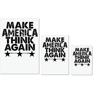                       UDNAG Untearable Waterproof Stickers 155GSM 'America | make america think again' A4 x 1pc, A5 x 1pc & A6 x 2pc                                              
