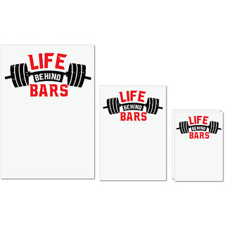                       UDNAG Untearable Waterproof Stickers 155GSM 'Gym Hardwork | Life Behind Bars' A4 x 1pc, A5 x 1pc & A6 x 2pc                                              