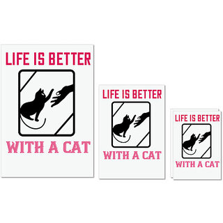 UDNAG Untearable Waterproof Stickers 155GSM 'Cat | life is better with cat 01' A4 x 1pc, A5 x 1pc & A6 x 2pc UDNAG Untearable Waterproof Stickers 155GSM 'Cat | life is better with cat 01' A4 x 1pc, A5 x 1pc & A6 x 2pc