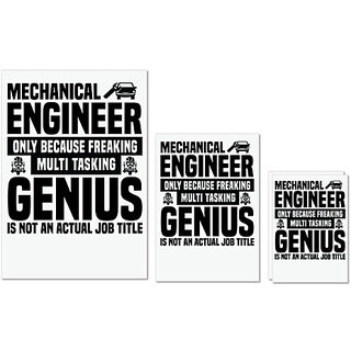                       UDNAG Untearable Waterproof Stickers 155GSM 'Genius | Mechanical engineer' A4 x 1pc, A5 x 1pc & A6 x 2pc                                              