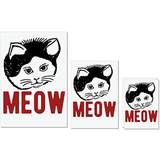                       UDNAG Untearable Waterproof Stickers 155GSM 'Cat | meow' A4 x 1pc, A5 x 1pc & A6 x 2pc                                              