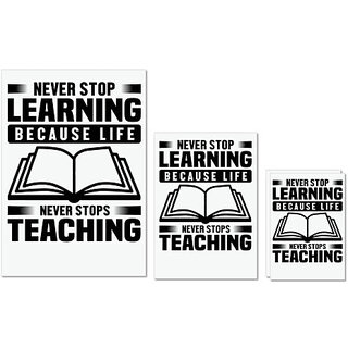                       UDNAG Untearable Waterproof Stickers 155GSM 'Teacher | Never stop learning' A4 x 1pc, A5 x 1pc & A6 x 2pc                                              