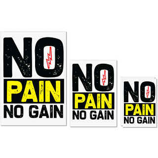                       UDNAG Untearable Waterproof Stickers 155GSM 'Pain | No Pain No Gain' A4 x 1pc, A5 x 1pc & A6 x 2pc                                              