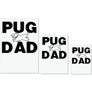                       UDNAG Untearable Waterproof Stickers 155GSM 'Dad | pug dad' A4 x 1pc, A5 x 1pc & A6 x 2pc                                              