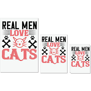                       UDNAG Untearable Waterproof Stickers 155GSM 'Cat | real man love cats' A4 x 1pc, A5 x 1pc & A6 x 2pc                                              