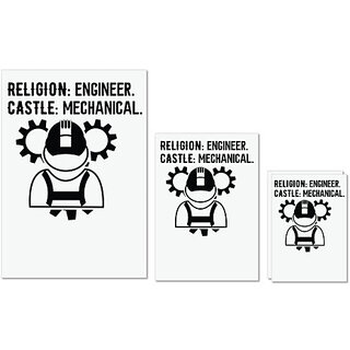                       UDNAG Untearable Waterproof Stickers 155GSM 'Mechanical Engineer | Religion' A4 x 1pc, A5 x 1pc & A6 x 2pc                                              