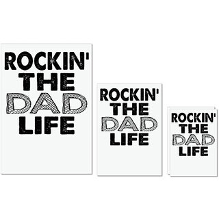                       UDNAG Untearable Waterproof Stickers 155GSM 'Father | rockin the dad life' A4 x 1pc, A5 x 1pc & A6 x 2pc                                              