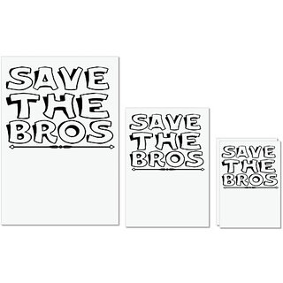                       UDNAG Untearable Waterproof Stickers 155GSM 'Bros | save the bros' A4 x 1pc, A5 x 1pc & A6 x 2pc                                              