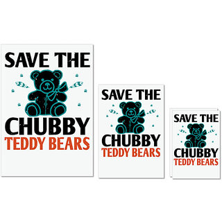                       UDNAG Untearable Waterproof Stickers 155GSM 'Chubby bear | save the chubby teddy bears' A4 x 1pc, A5 x 1pc & A6 x 2pc                                              