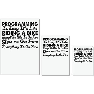                       UDNAG Untearable Waterproof Stickers 155GSM 'Programmer | programmming is easy it's like' A4 x 1pc, A5 x 1pc & A6 x 2pc                                              