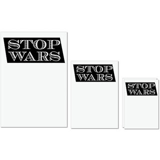                       UDNAG Untearable Waterproof Stickers 155GSM '| stop wars' A4 x 1pc, A5 x 1pc & A6 x 2pc                                              