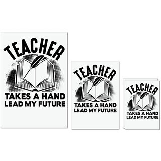                      UDNAG Untearable Waterproof Stickers 155GSM 'Teacher | Teacher take a hand' A4 x 1pc, A5 x 1pc & A6 x 2pc                                              