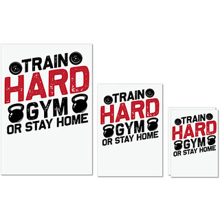                       UDNAG Untearable Waterproof Stickers 155GSM 'Gym | Train Hard Gym Or Stay Home' A4 x 1pc, A5 x 1pc & A6 x 2pc                                              