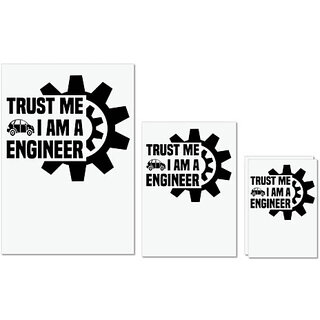                       UDNAG Untearable Waterproof Stickers 155GSM 'Mechanical Engineer | Trust me 3' A4 x 1pc, A5 x 1pc & A6 x 2pc                                              