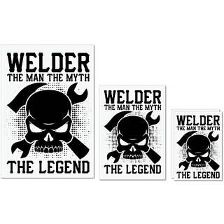                       UDNAG Untearable Waterproof Stickers 155GSM 'Welder | Welder the man' A4 x 1pc, A5 x 1pc & A6 x 2pc                                              