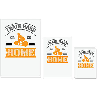                       UDNAG Untearable Waterproof Stickers 155GSM 'Gym Work out | train hard or go home' A4 x 1pc, A5 x 1pc & A6 x 2pc                                              