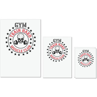 UDNAG Untearable Waterproof Stickers 155GSM 'Gym Work out | gym train hard mucle club' A4 x 1pc, A5 x 1pc & A6 x 2pc UDNAG Untearable Waterproof Stickers 155GSM 'Gym Work out | gym train hard mucle club' A4 x 1pc, A5 x 1pc & A6 x 2pc