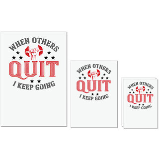                       UDNAG Untearable Waterproof Stickers 155GSM 'Gym Work out | when others quit i keep going' A4 x 1pc, A5 x 1pc & A6 x 2pc                                              