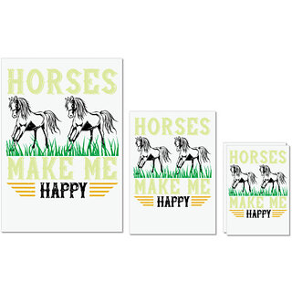                       UDNAG Untearable Waterproof Stickers 155GSM 'Horse | horses make me happy' A4 x 1pc, A5 x 1pc & A6 x 2pc                                              