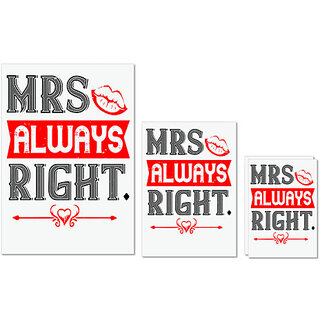 UDNAG Untearable Waterproof Stickers 155GSM 'Mrs, Right | mrs always right' A4 x 1pc, A5 x 1pc & A6 x 2pc UDNAG Untearable Waterproof Stickers 155GSM 'Mrs, Right | mrs always right' A4 x 1pc, A5 x 1pc & A6 x 2pc