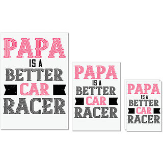                       UDNAG Untearable Waterproof Stickers 155GSM 'Father Racer | papa is a better car bacer' A4 x 1pc, A5 x 1pc & A6 x 2pc                                              