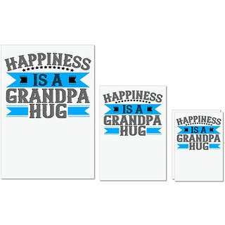                       UDNAG Untearable Waterproof Stickers 155GSM 'Grand Father | Happiness is a grandpa hug' A4 x 1pc, A5 x 1pc & A6 x 2pc                                              
